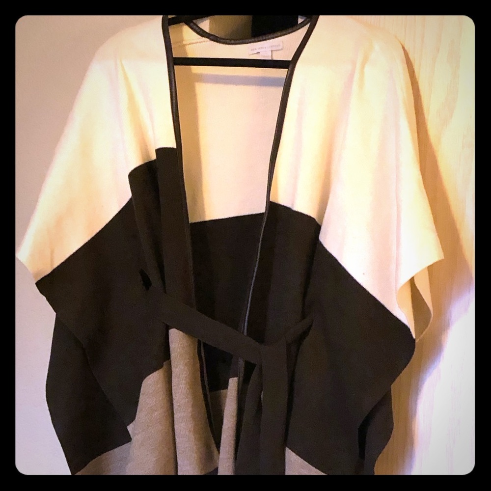 Color block wrap sweater